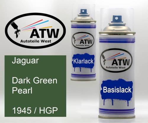 Jaguar, Dark Green Pearl, 1945 / HGP: 400ml Sprühdose + 400ml Klarlack - Set, von ATW Autoteile West.